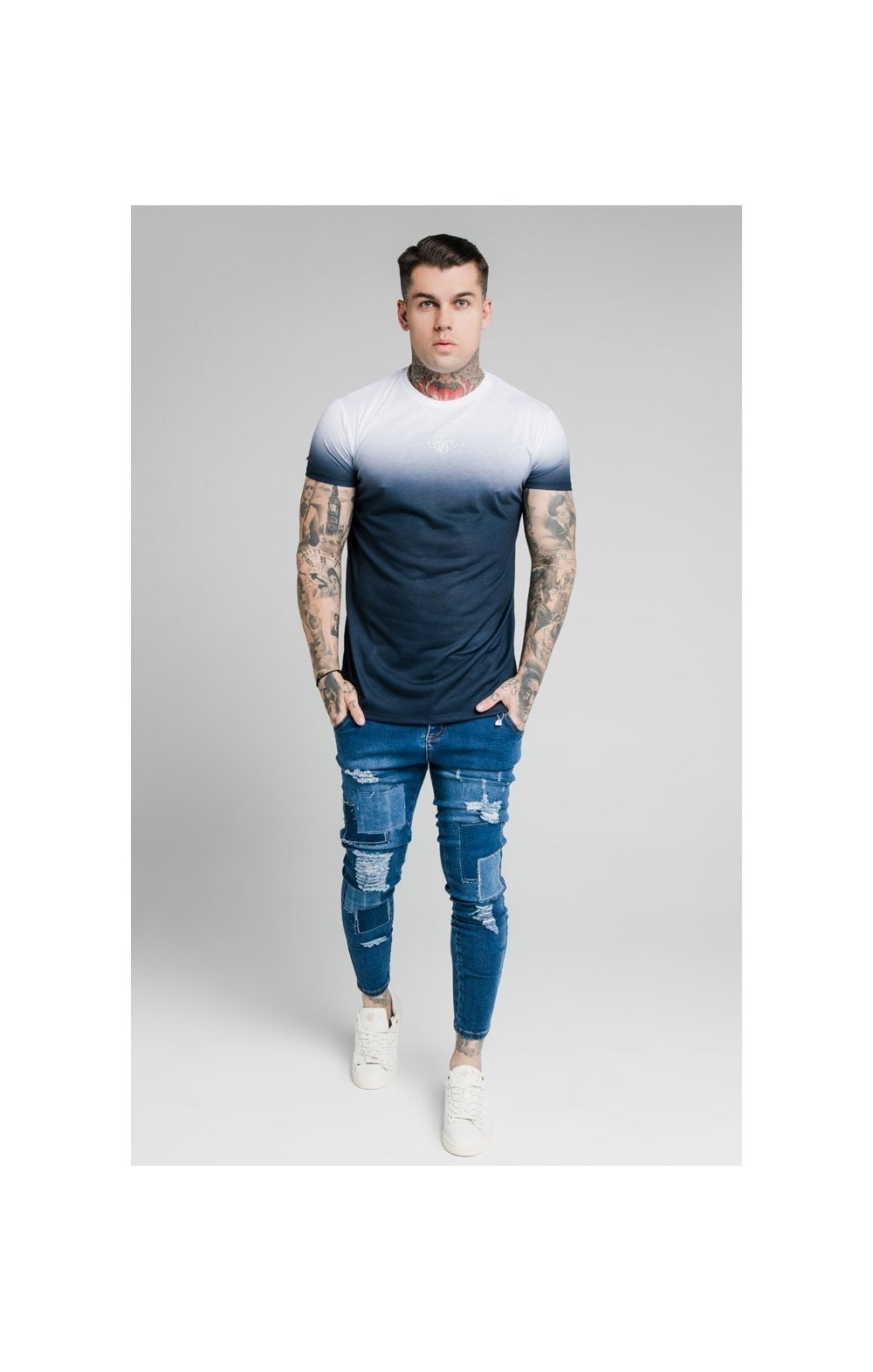 SikSilk Skinny Distressed Patch Jeans - Midstone (3)