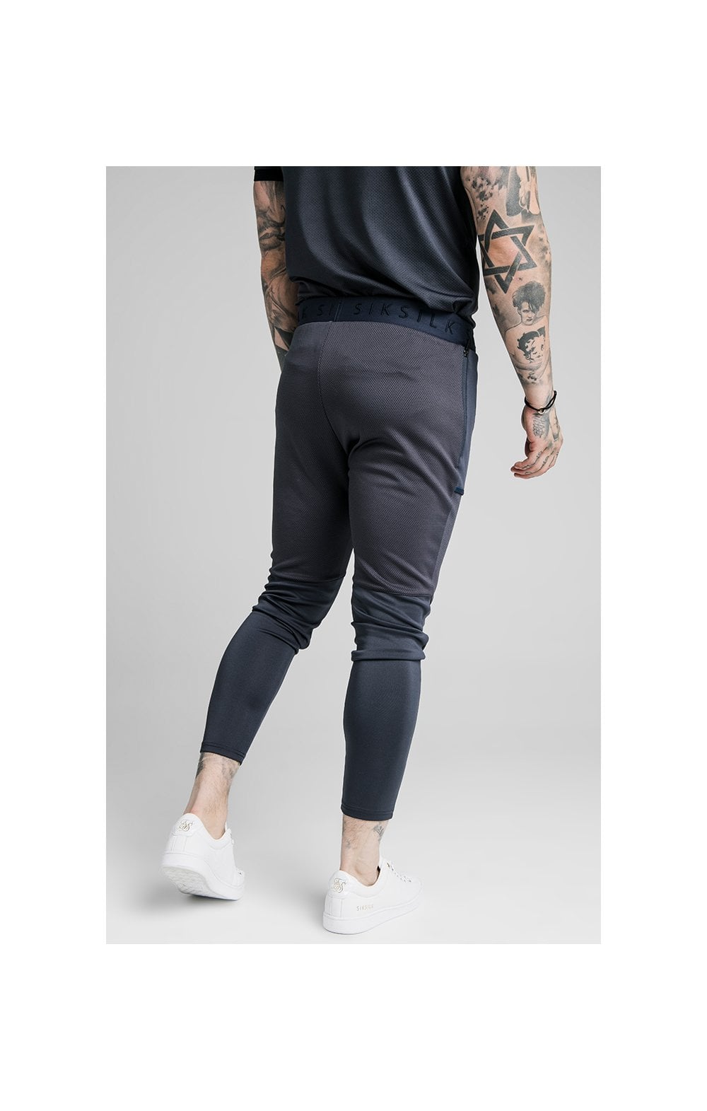 SikSilk Legacy Fade Track Pants - Midnight Grey & Neon White (1)