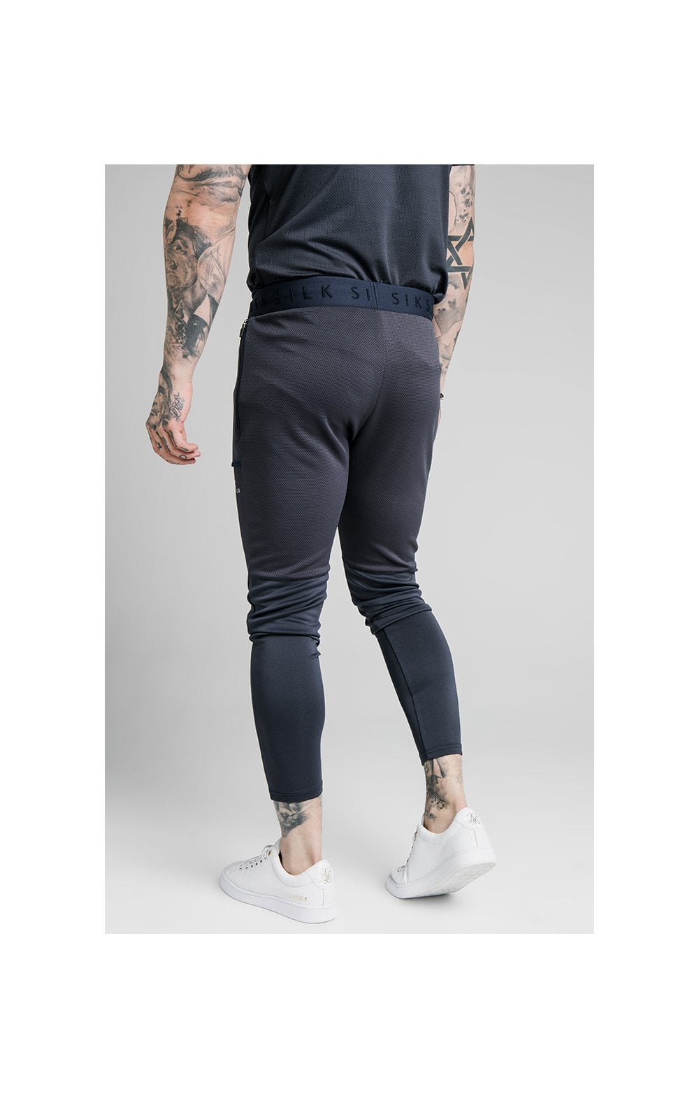 SikSilk Legacy Fade Track Pants - Midnight Grey & Neon White (2)