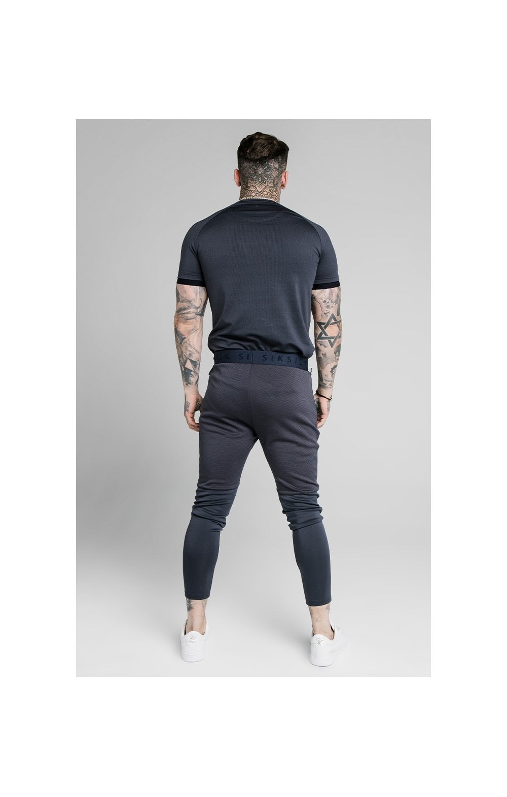 SikSilk Legacy Fade Track Pants - Midnight Grey & Neon White (6)