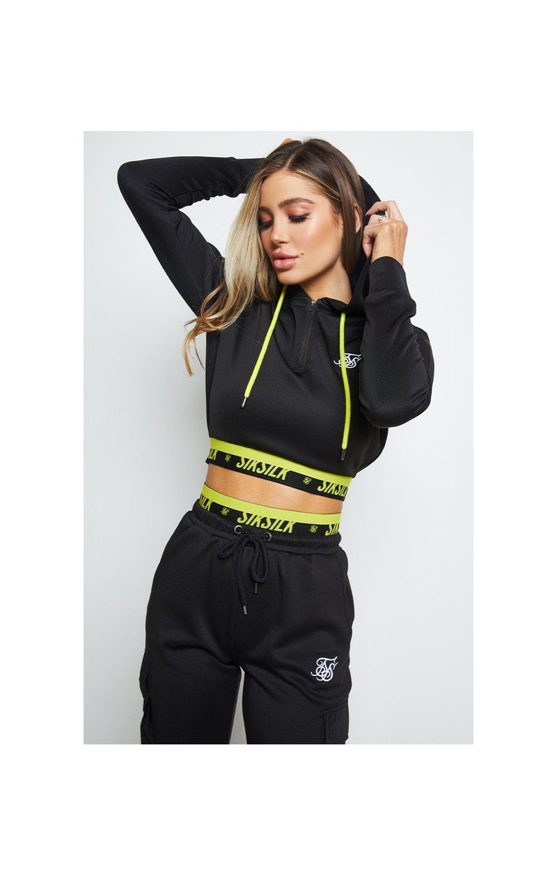 SikSilk Divergent Cargo Cropped Hoodie - Black