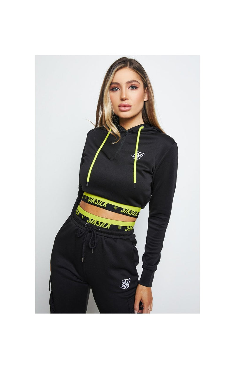 SikSilk Divergent Cargo Cropped Hoodie - Black (1)
