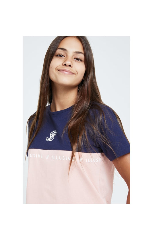 Illusive London Colour Block Boyfriend Tee - Navy & Pink