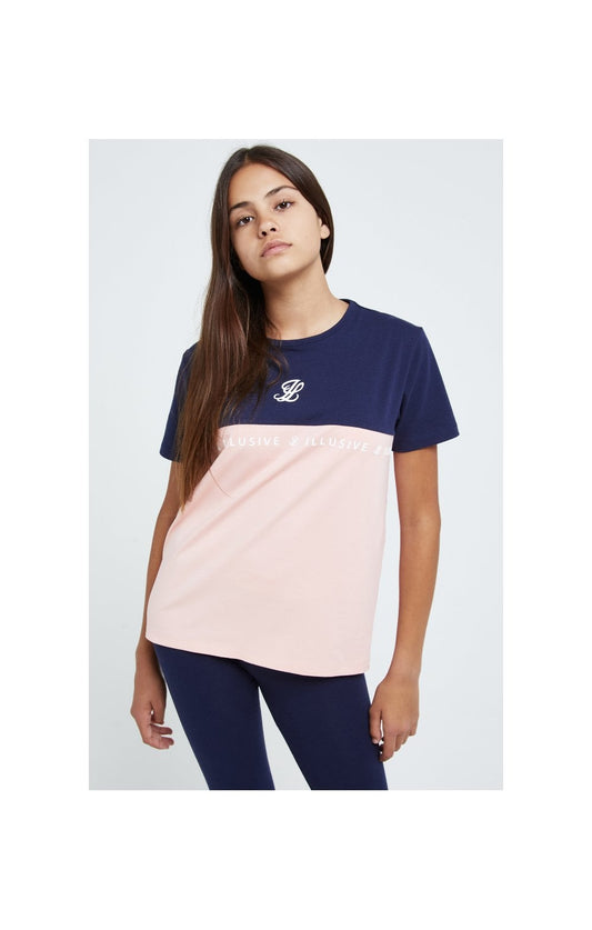 Illusive London Colour Block Boyfriend Tee - Navy & Pink
