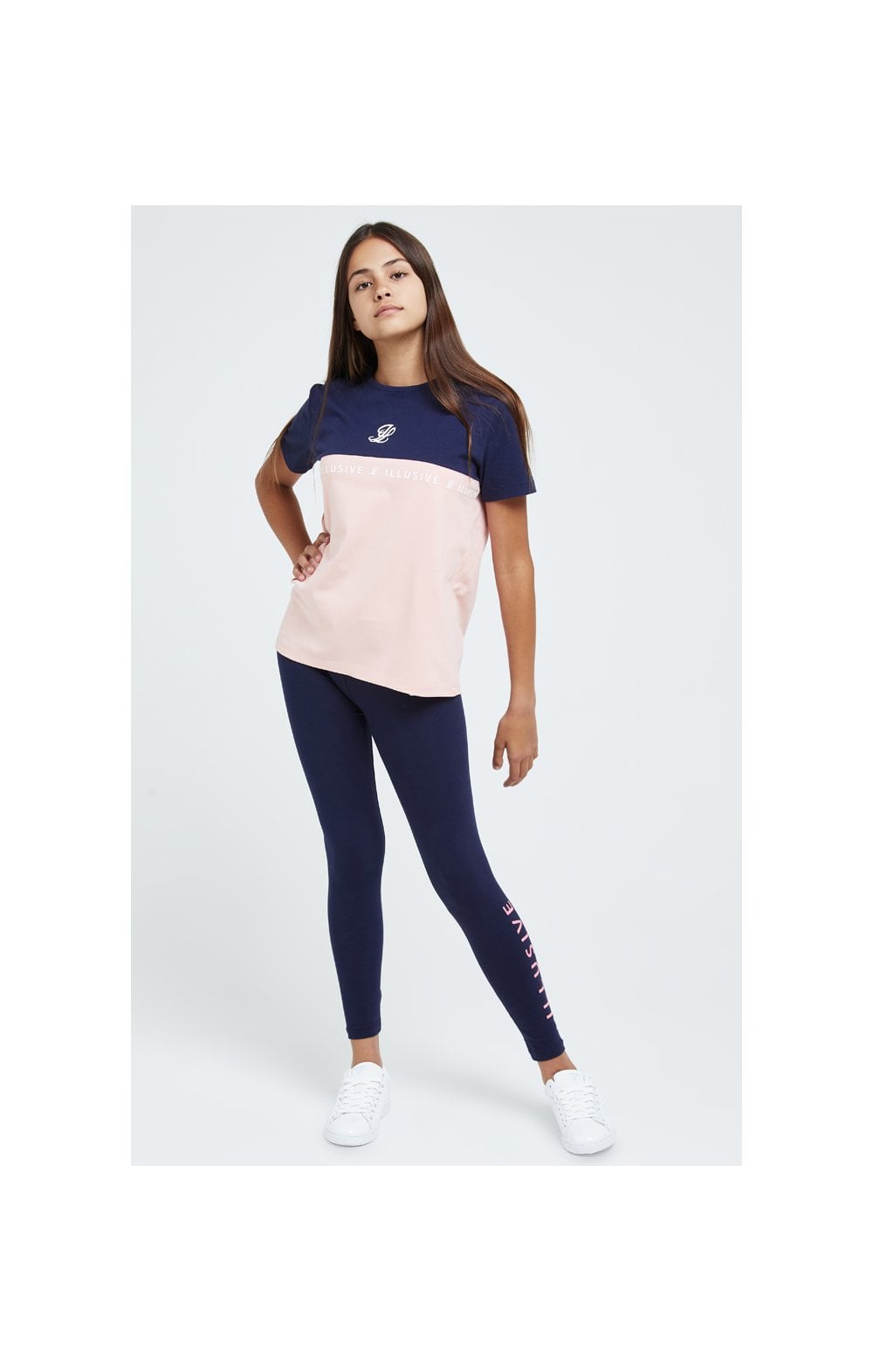 Load image into Gallery viewer, Illusive London Colour Block Boyfriend Tee - Navy &amp; Pink (4)