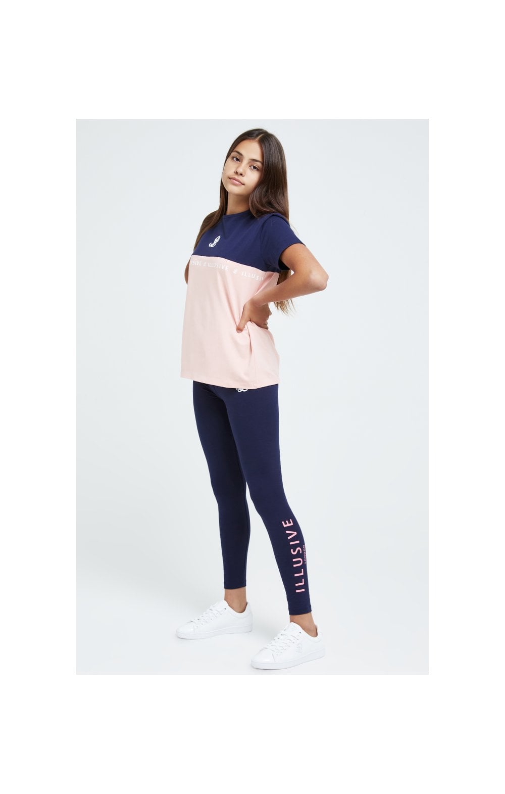 Load image into Gallery viewer, Illusive London Colour Block Boyfriend Tee - Navy &amp; Pink (5)