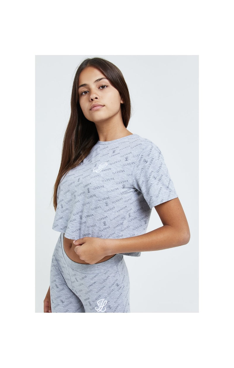 Illusive London Aop Crop Tee - Grey Marl (1)
