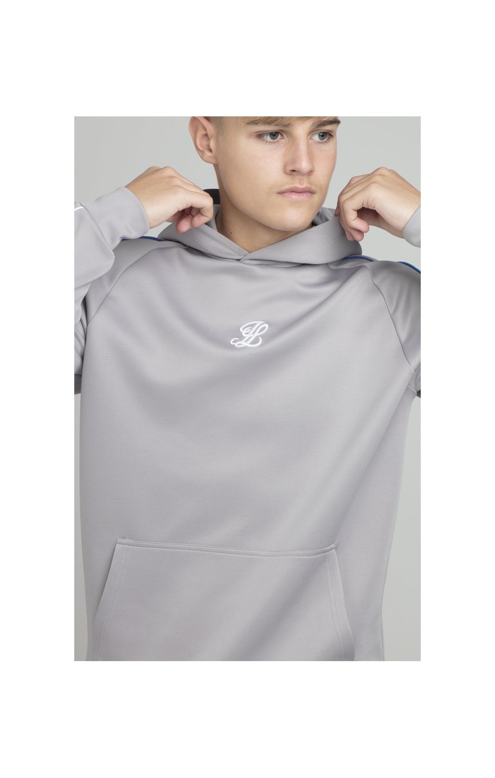Load image into Gallery viewer, Illusive London Poly Piped Overhead Hoodie - Light Grey