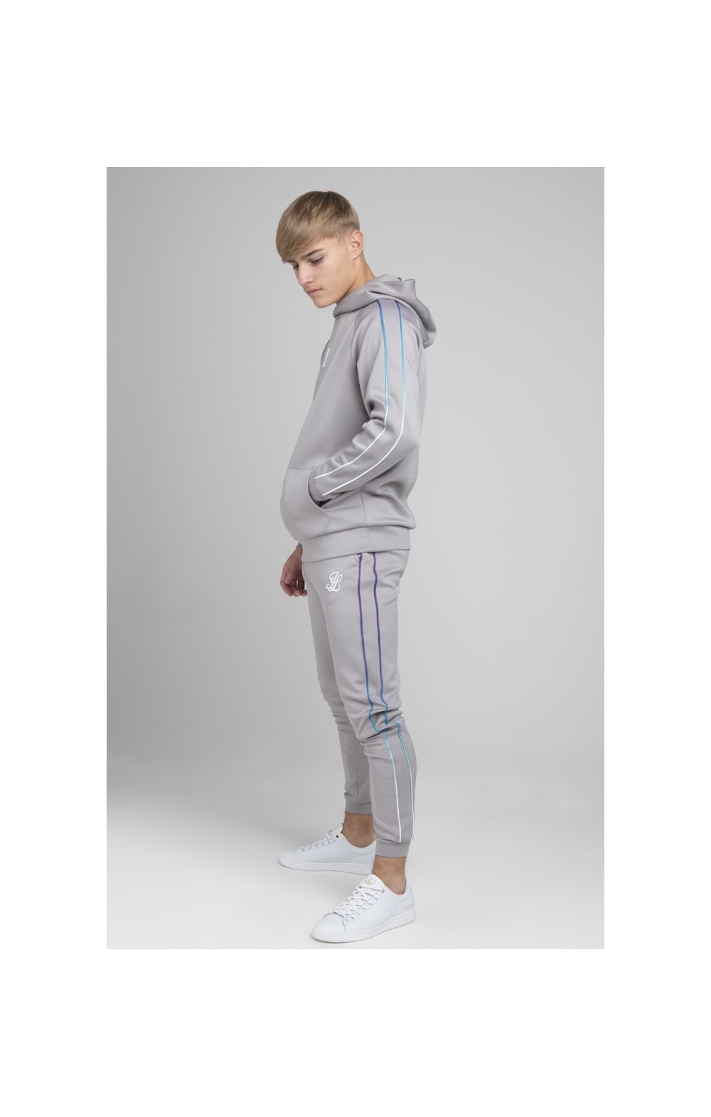 Load image into Gallery viewer, Illusive London Poly Piped Overhead Hoodie - Light Grey (2)