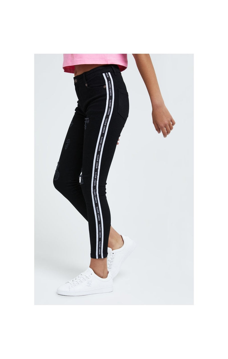 Illusive London Tape Distressed Skinny Jeans - Black (1)