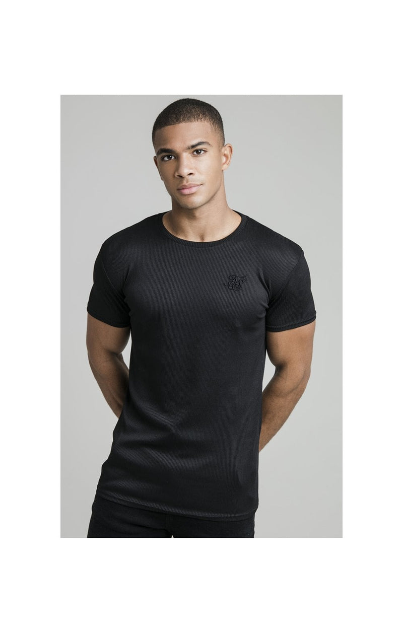 Black Ribbed Raglan Muscle Fit T-Shirt