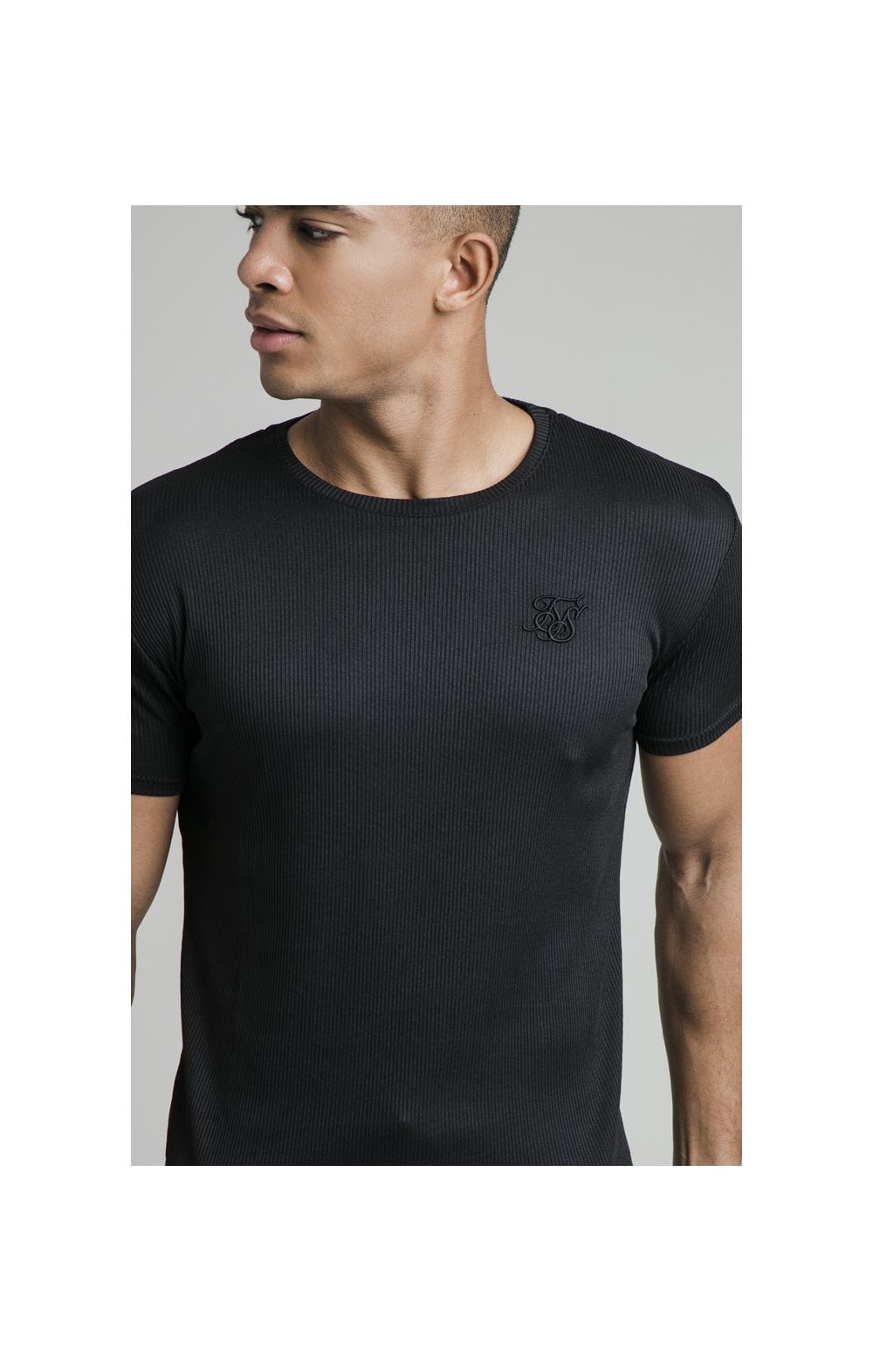 Black Ribbed Raglan Muscle Fit T-Shirt (1)