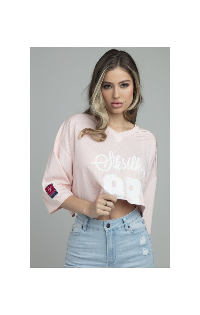 SikSilk Retro Football Crop Jersey - Pink