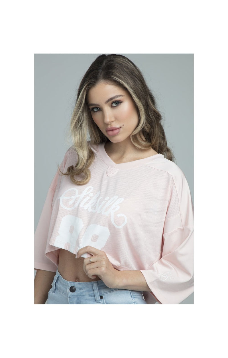 SikSilk Retro Football Crop Jersey - Pink (1)