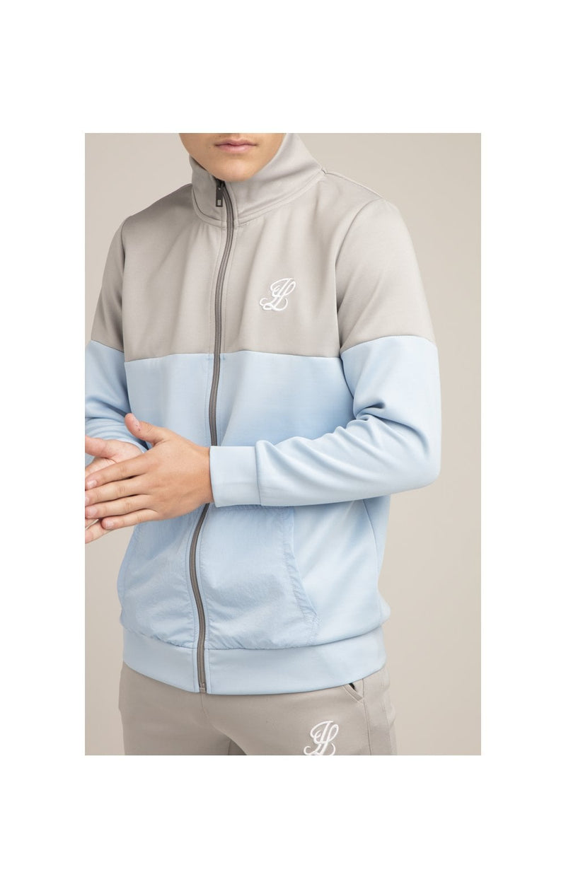 Boys Illusive Grey Cut And Sew Zip Thru Funnel Neck (1)