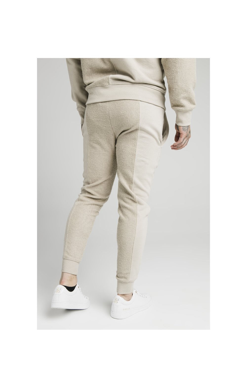 SikSilk Half & Half Fitted Jogger - Stone (1)