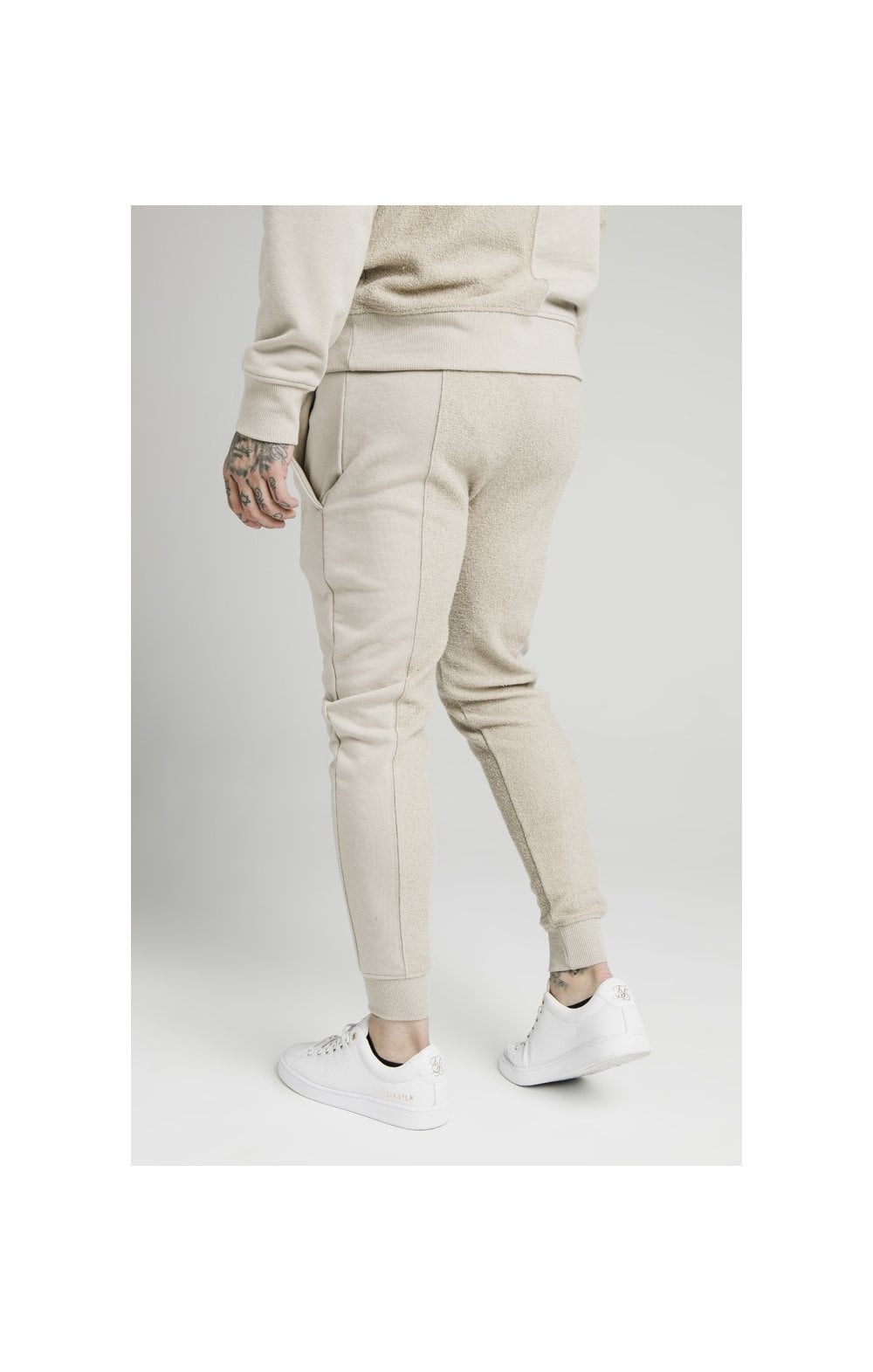 SikSilk Half & Half Fitted Jogger - Stone (2)