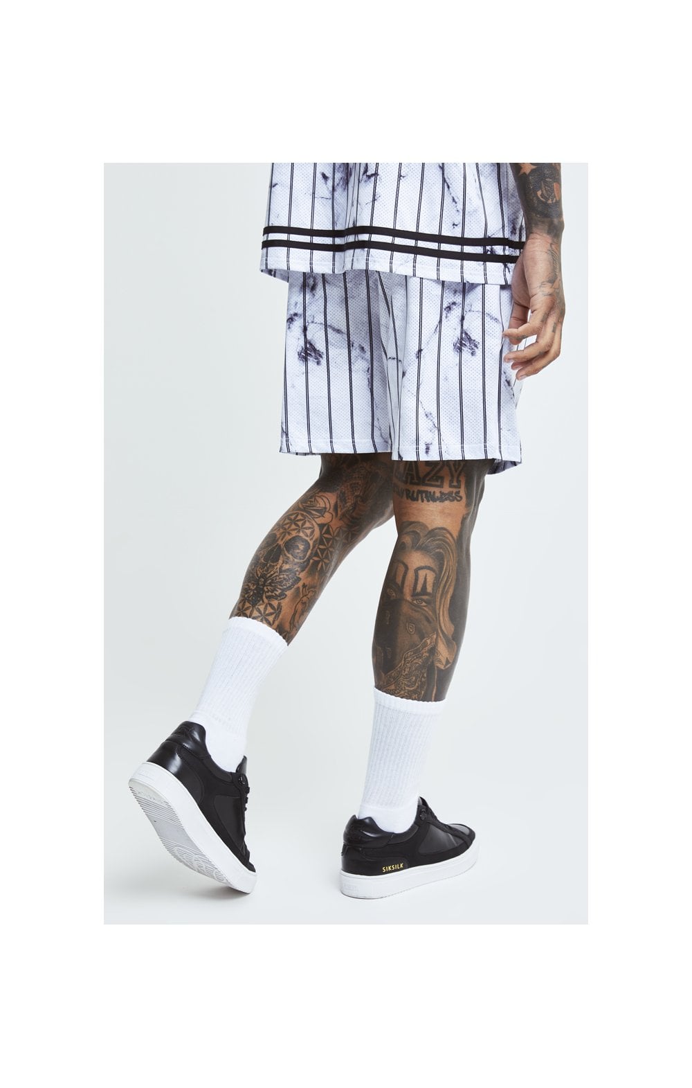 SikSilk Marble Relaxed Shorts - White & Grey (2)