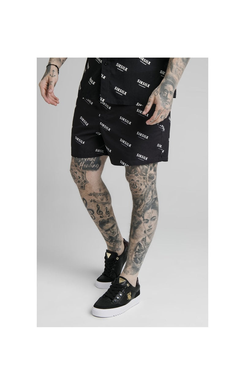 Black Print Swim Short