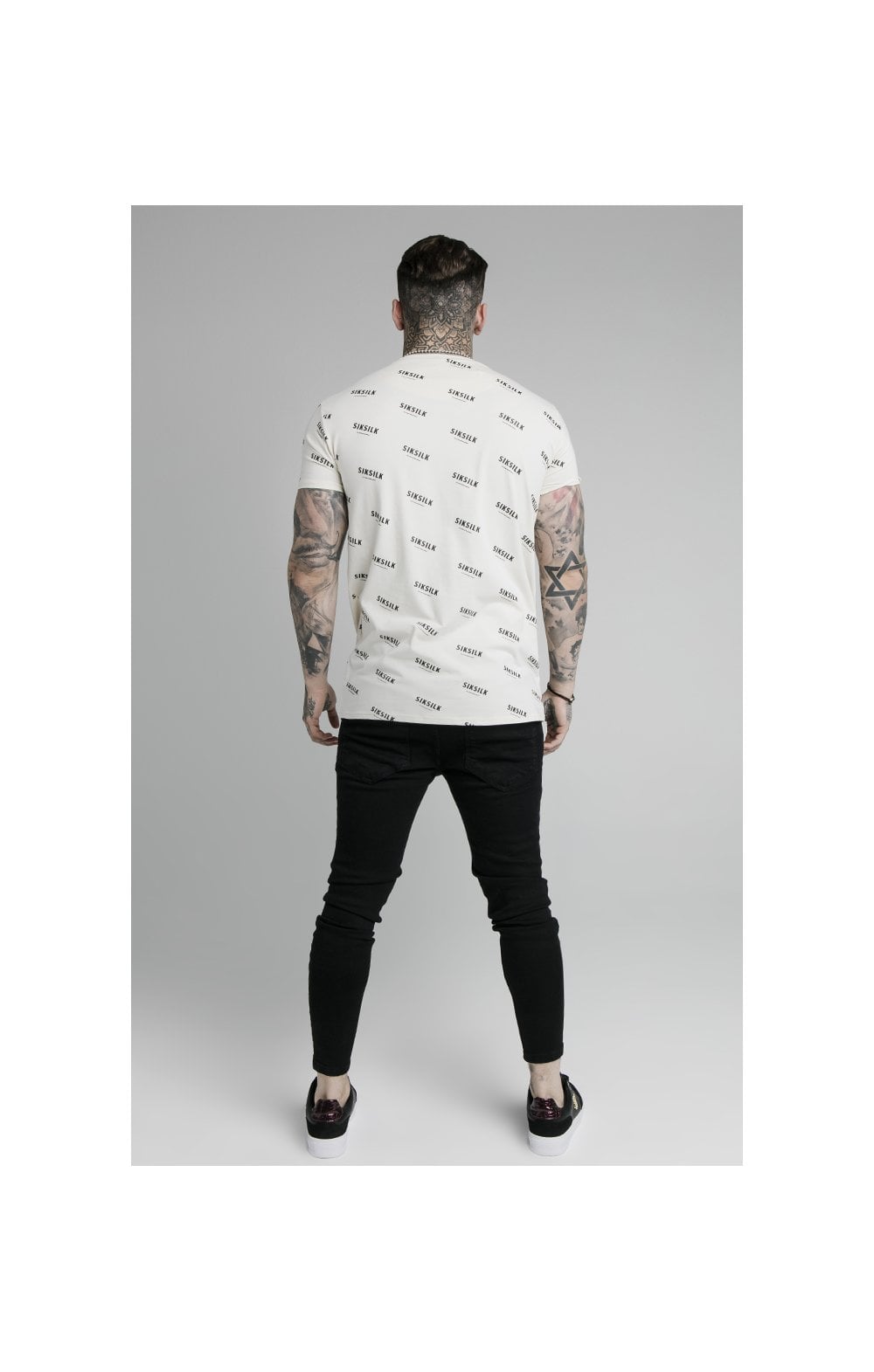 Load image into Gallery viewer, SikSilk Repeat Print Box Tee - Off White (4)