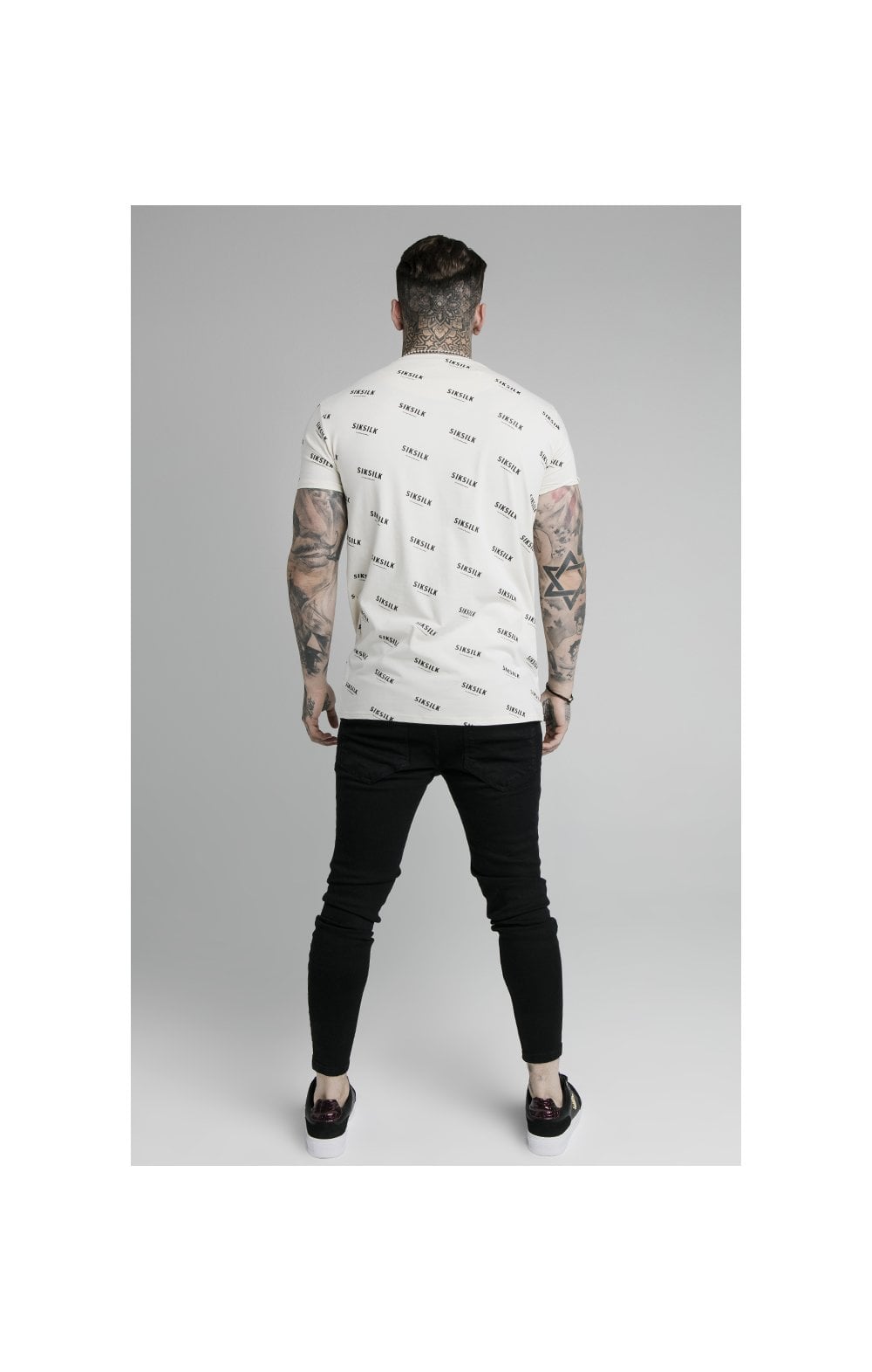 SikSilk Repeat Print Box Tee - Off White (4)