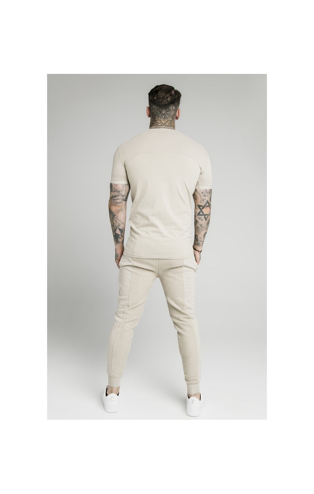 SikSilk Cut & Sew Gym Tee - Stone (5)