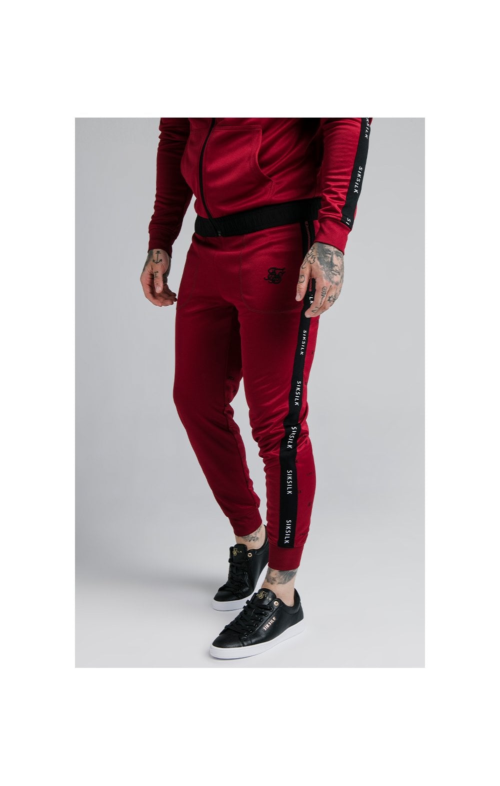 Load image into Gallery viewer, SikSilk Shadow Cuffed Jogger - Deep Red &amp; Black