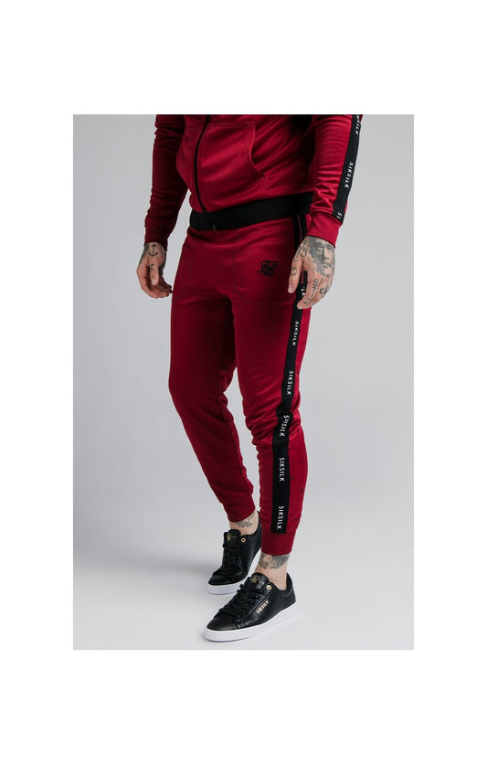 SikSilk Shadow Cuffed Jogger - Deep Red & Black