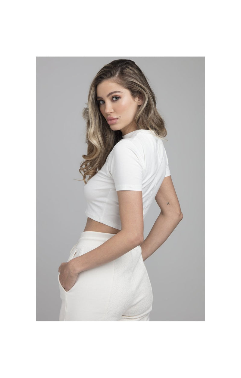 SikSilk Half & Half Crop Tee - White (1)