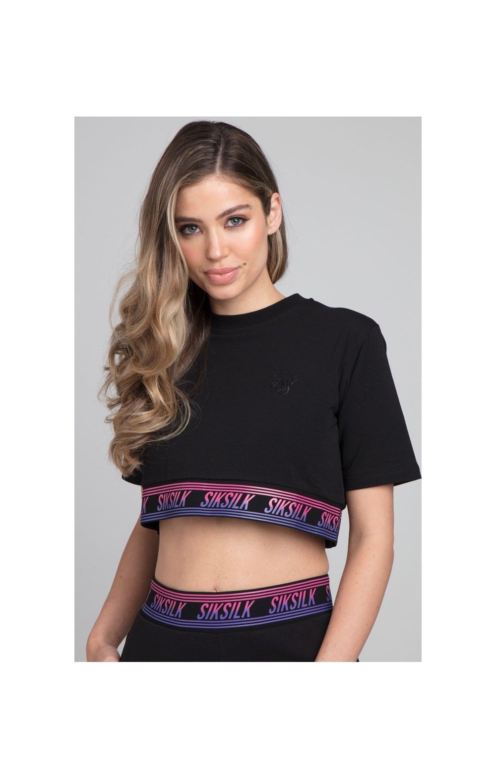 SikSilk Twilight Fade Crop Tee - Black