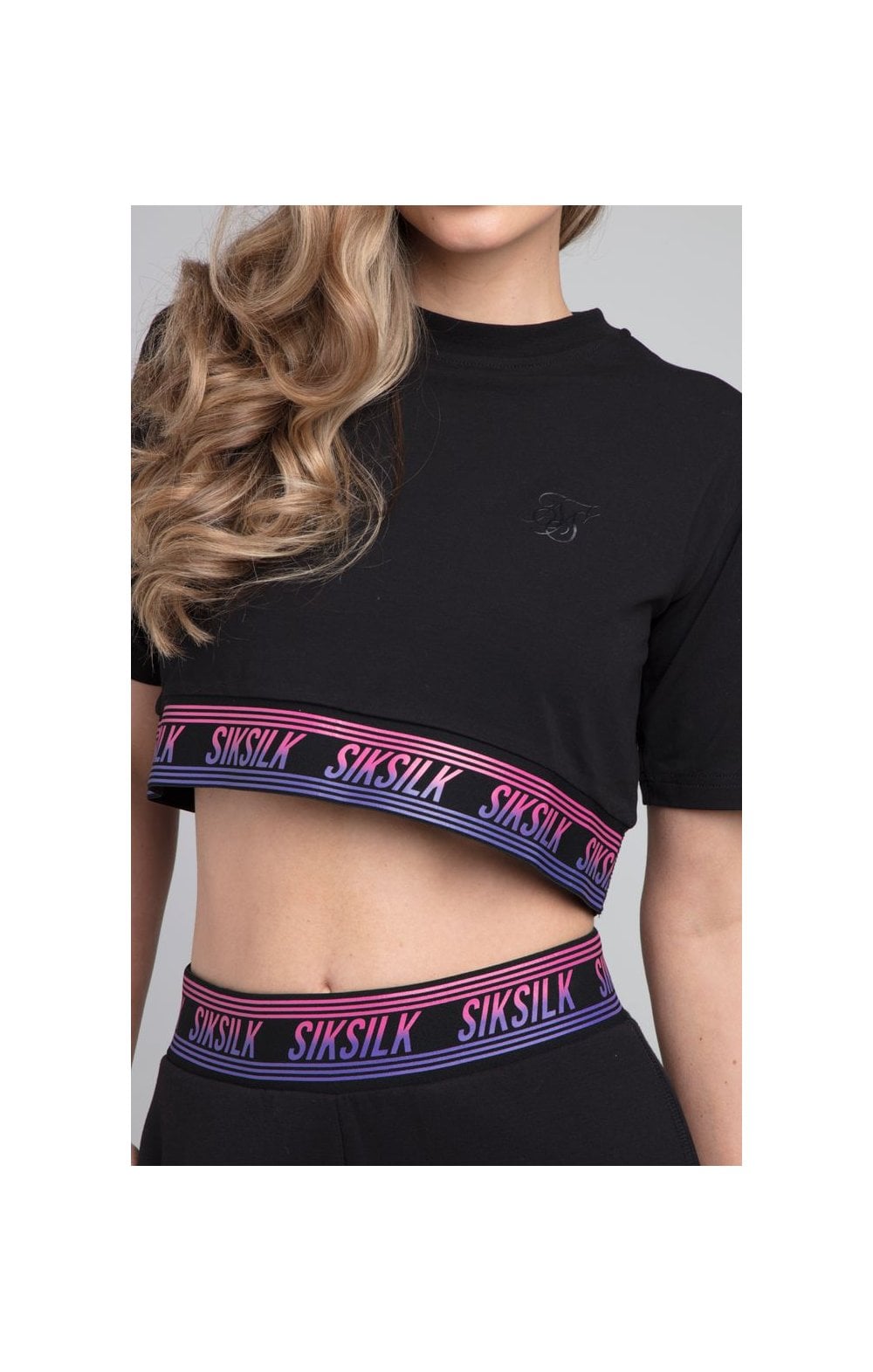 SikSilk Twilight Fade Crop Tee - Black (1)