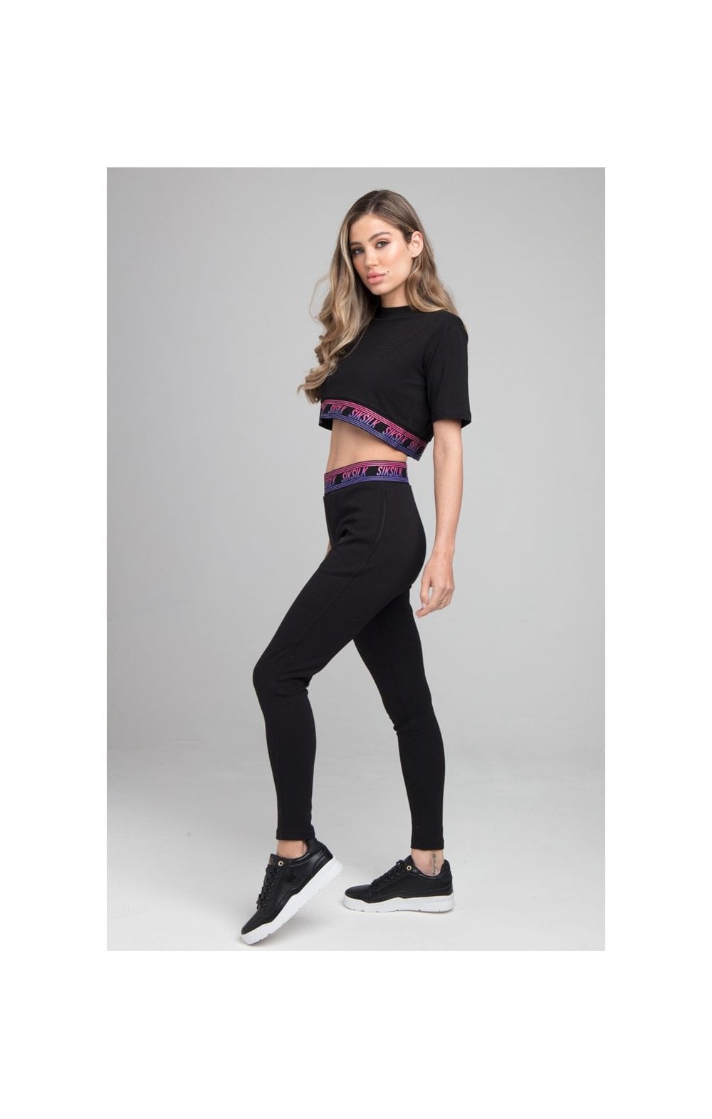 SikSilk Twilight Fade Crop Tee - Black (2)