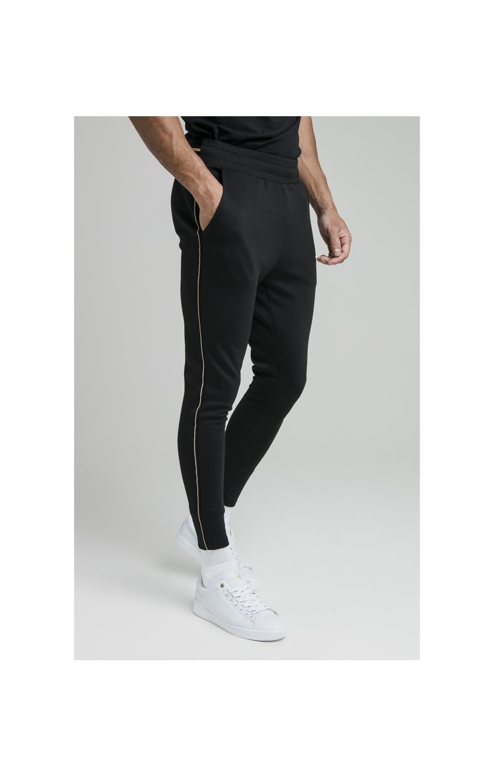 Load image into Gallery viewer, Black Exposed Tape Jogger (1)