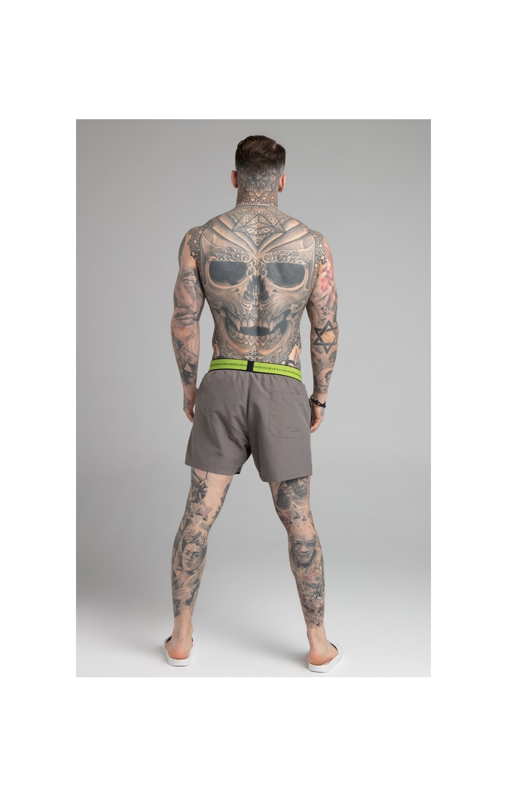 Load image into Gallery viewer, Grey Tape Swim Short (4)