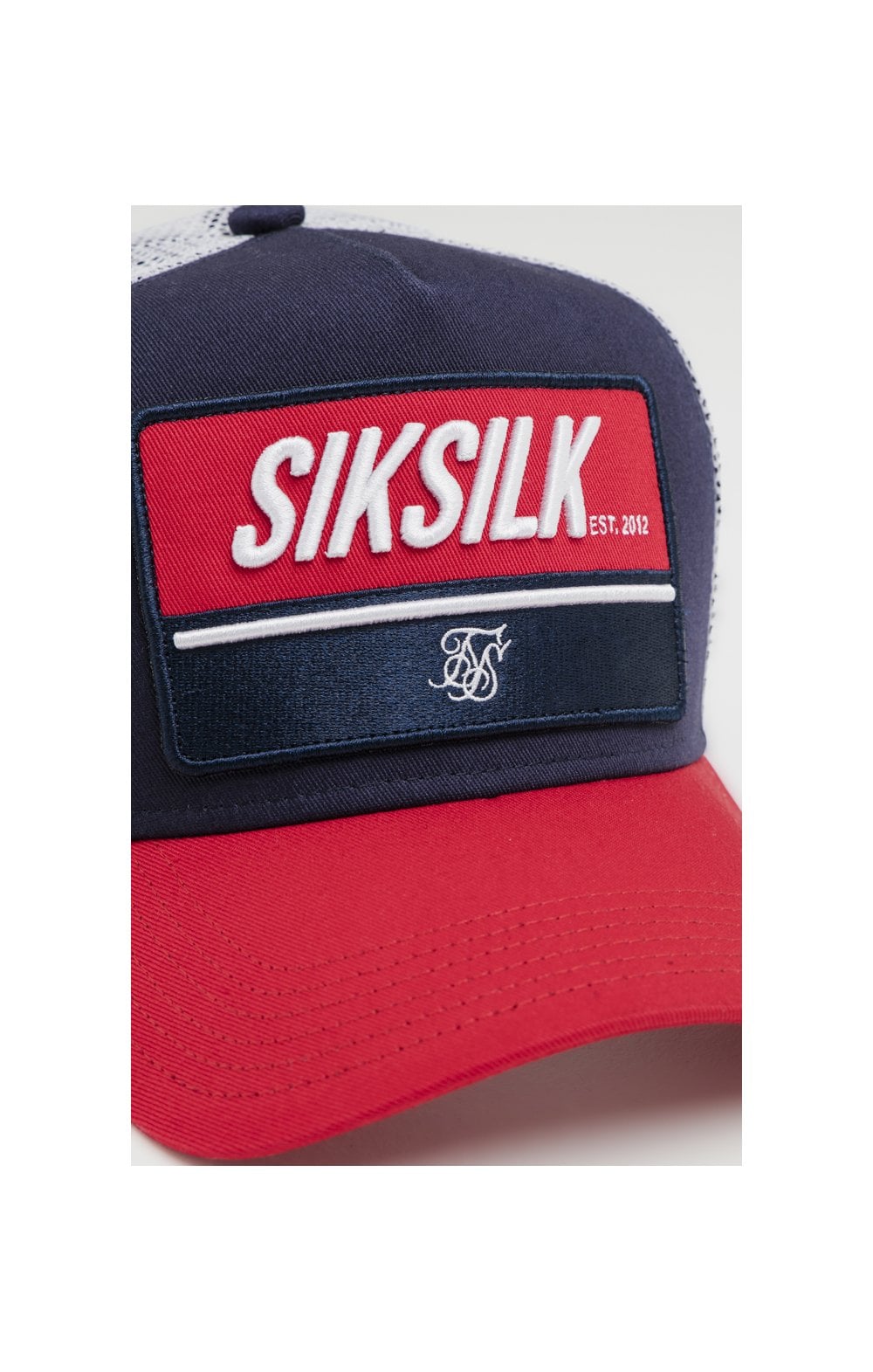 Load image into Gallery viewer, SikSilk Retro Patch Trucker - Red White &amp; Blue (1)