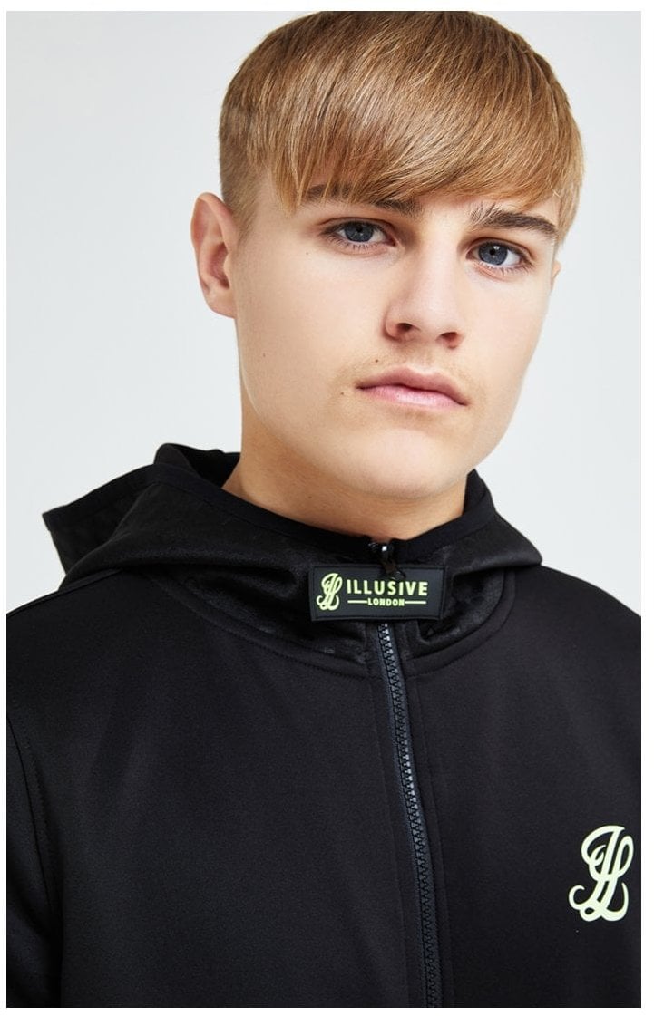Load image into Gallery viewer, Illusive London Element Agility Zip Through Hoodie - Black &amp; Green (1)