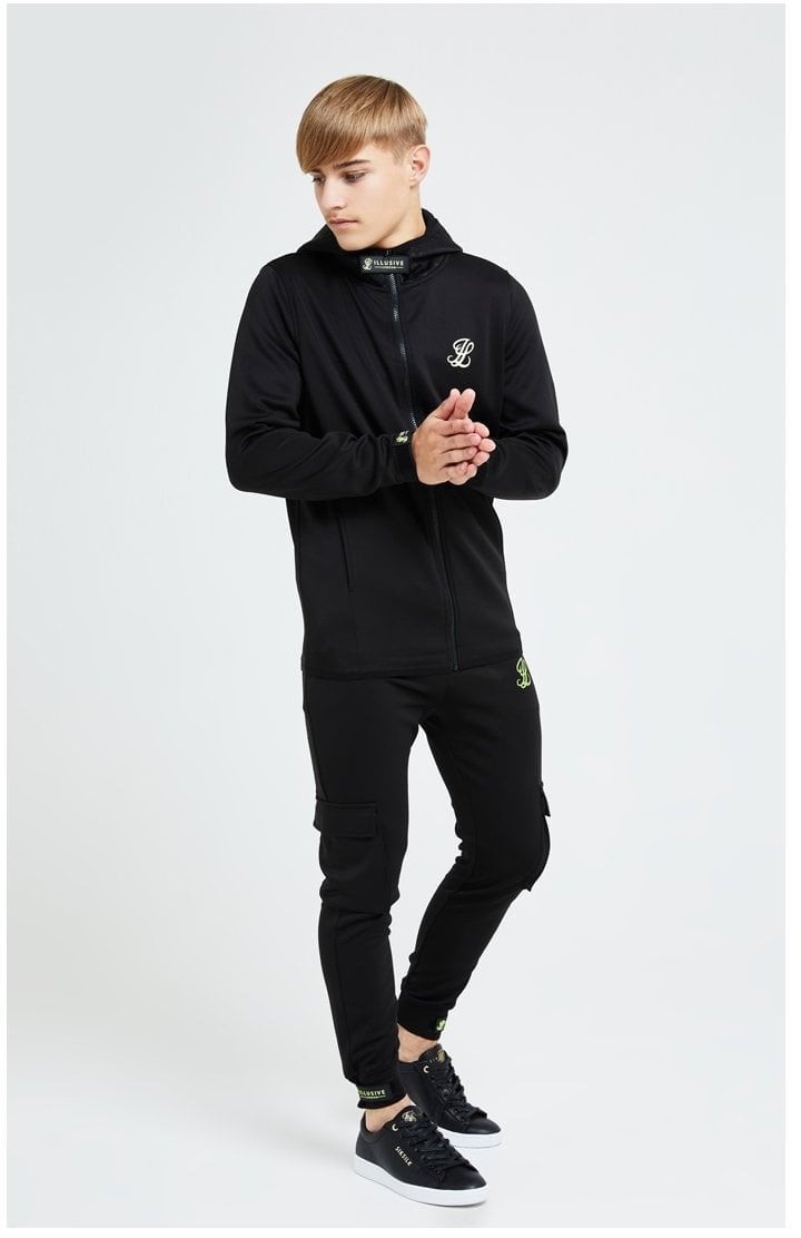 Illusive London Element Agility Zip Through Hoodie - Black & Green (2)