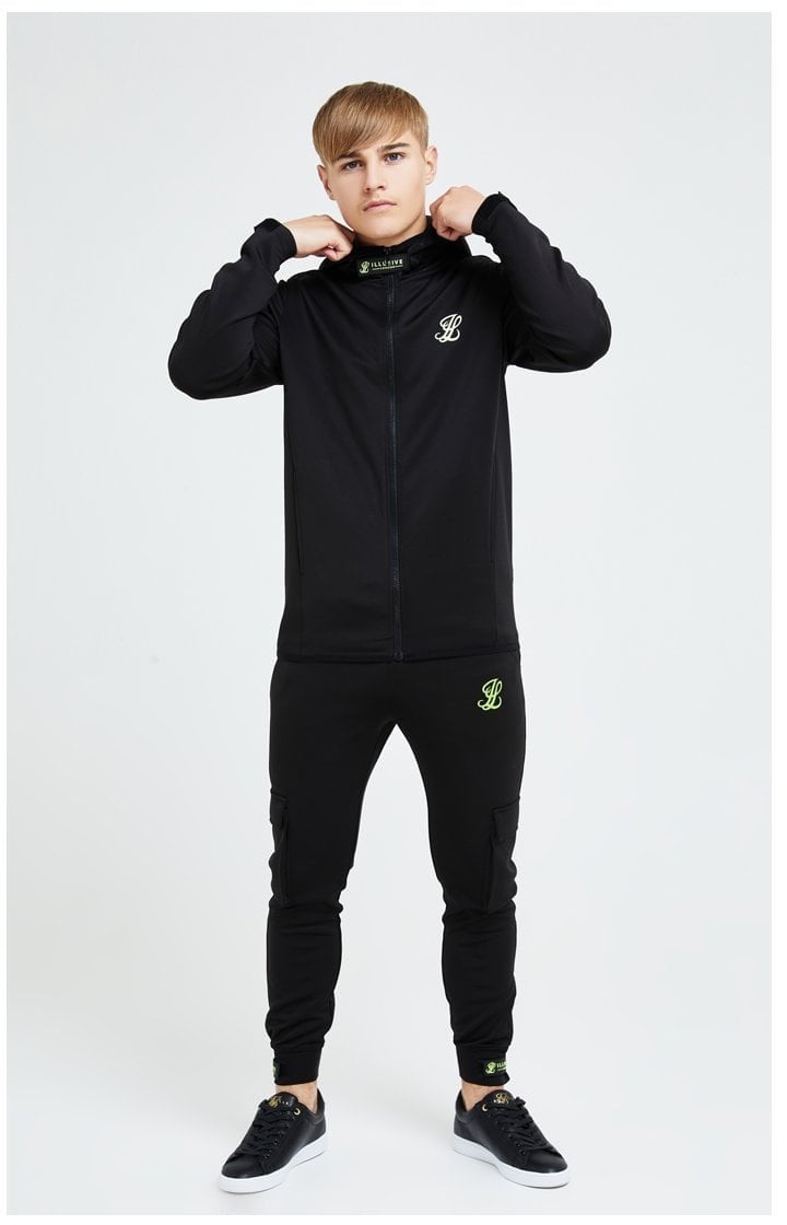 Illusive London Element Agility Zip Through Hoodie - Black & Green (5)