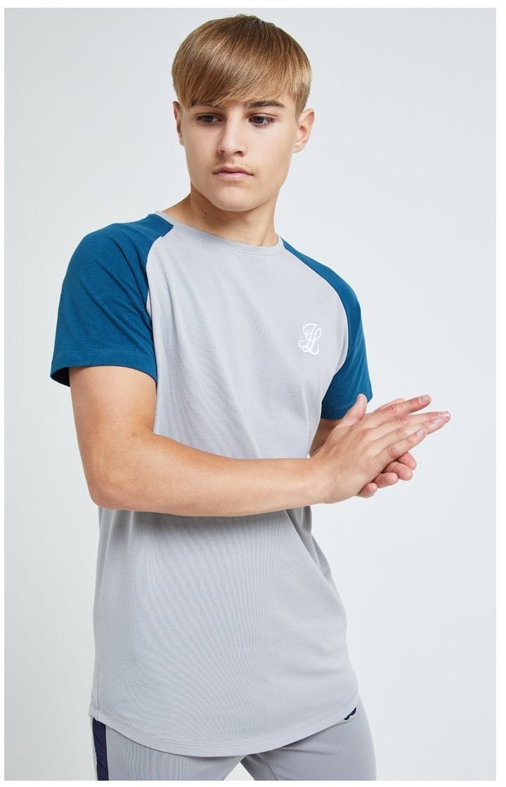 Illusive London Hybrid Raglan Tee - Grey & Blue