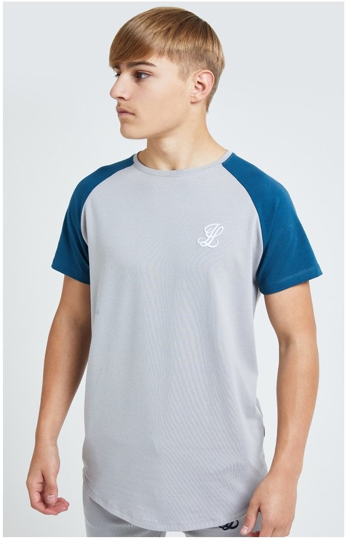 Illusive London Hybrid Raglan Tee - Grey & Blue (1)