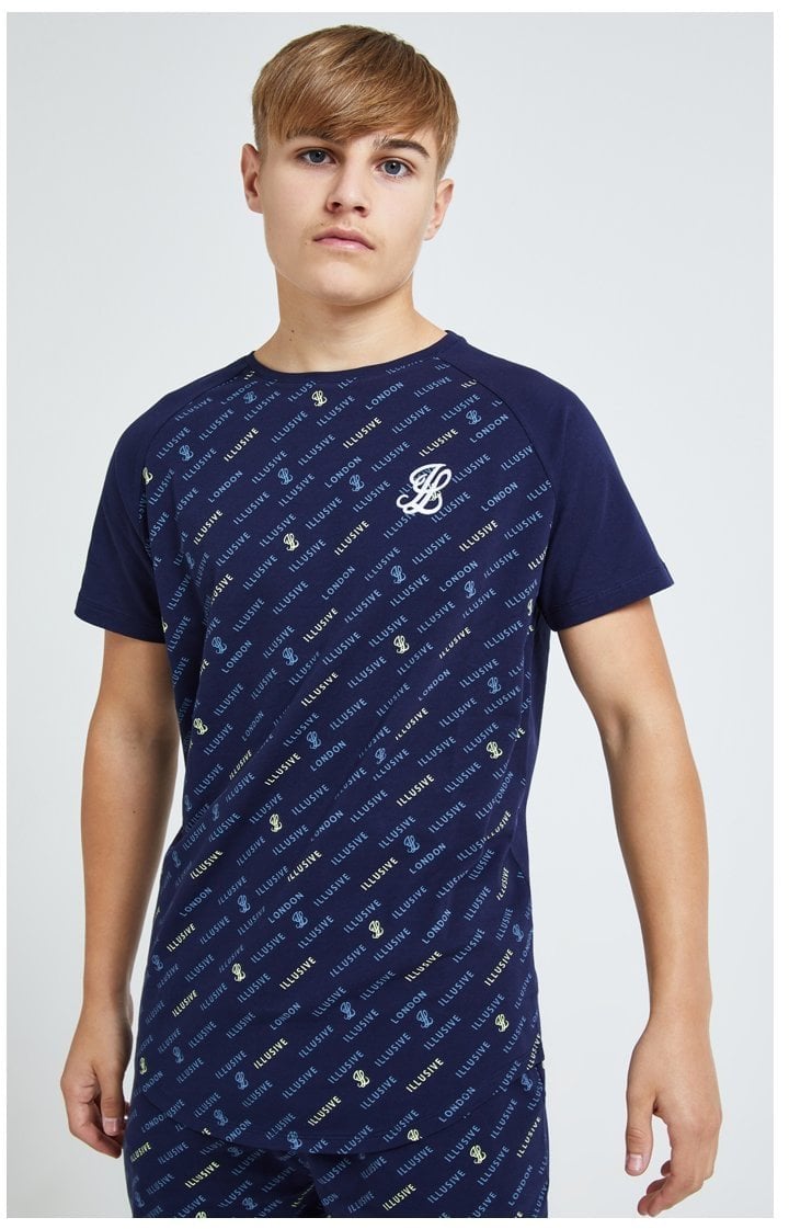 Illusive London Monogram Aop Tee - Navy