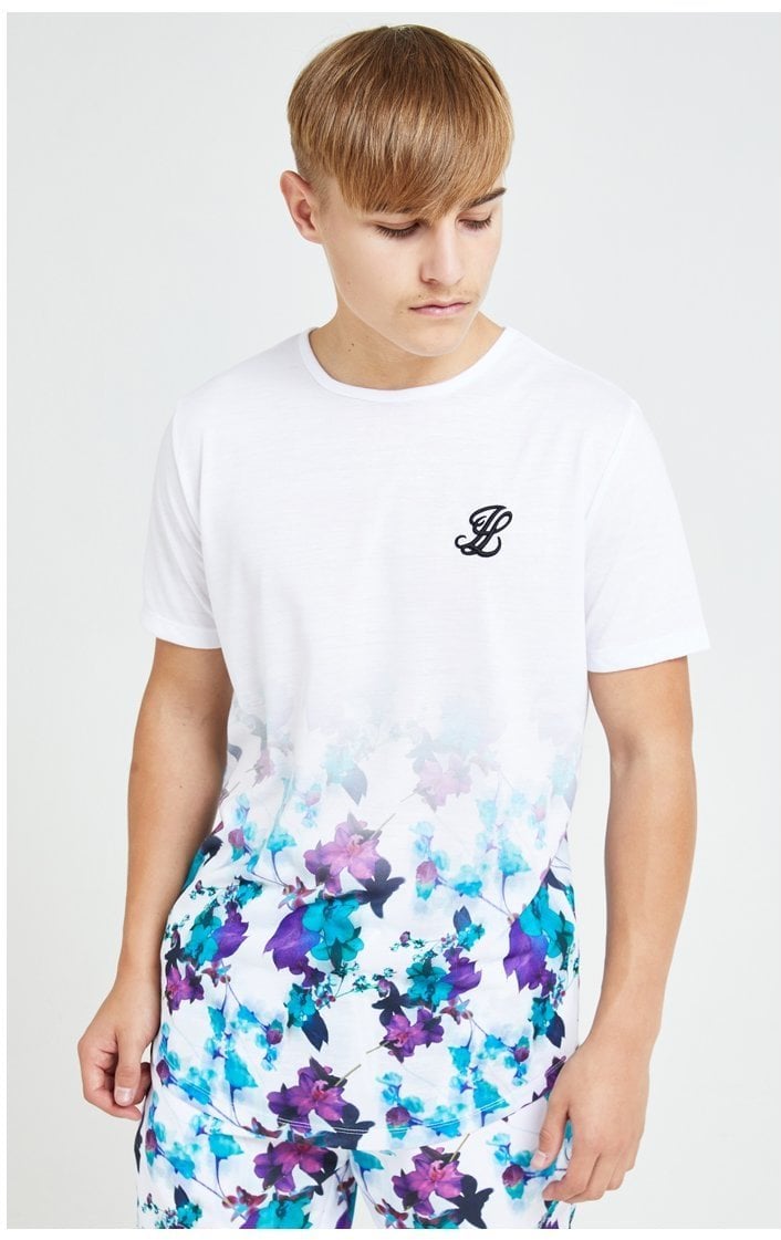 Illusive London Neon Floral Fade Tee - White & Neon Floral