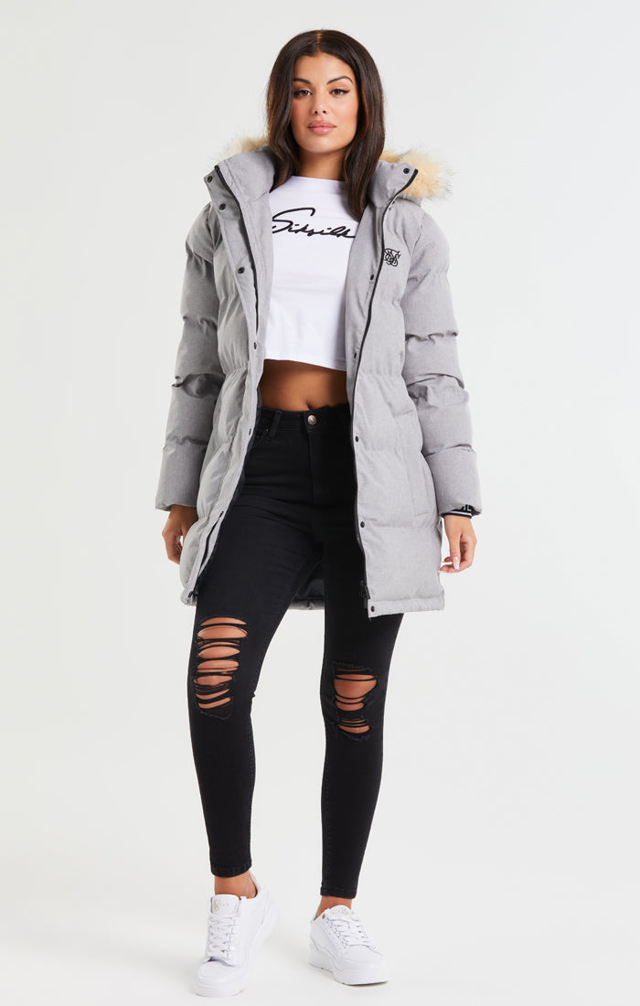 SikSilk Core Longline Parka - Grey Marl