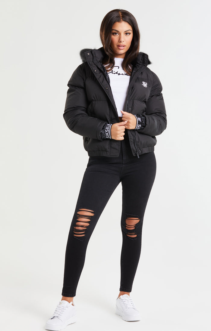 SikSilk Core Cropped Parka - Black
