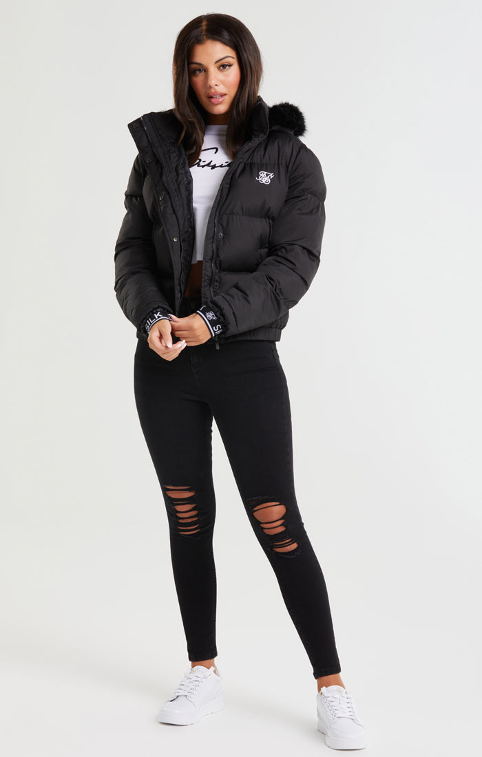 SikSilk Core Cropped Parka - Black (1)