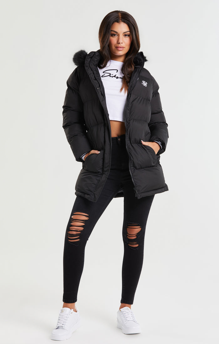 SikSilk Core Longline Parka - Black