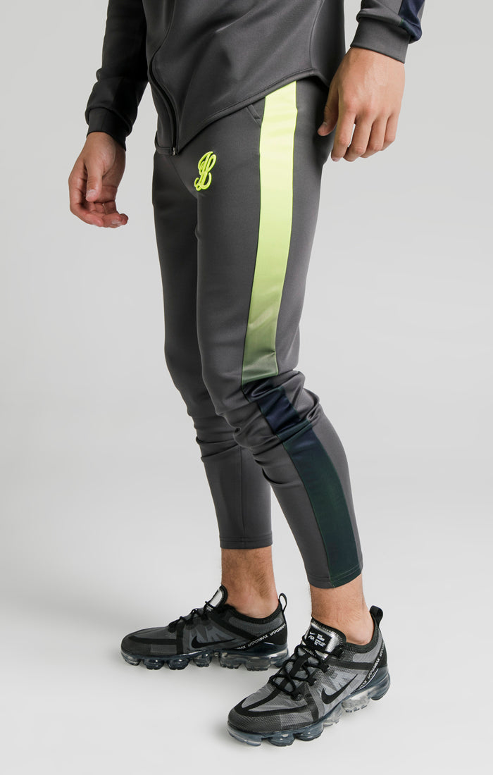 Illusive London Neon Panel Athlete Pants - Grey & Neon Yellow (1)