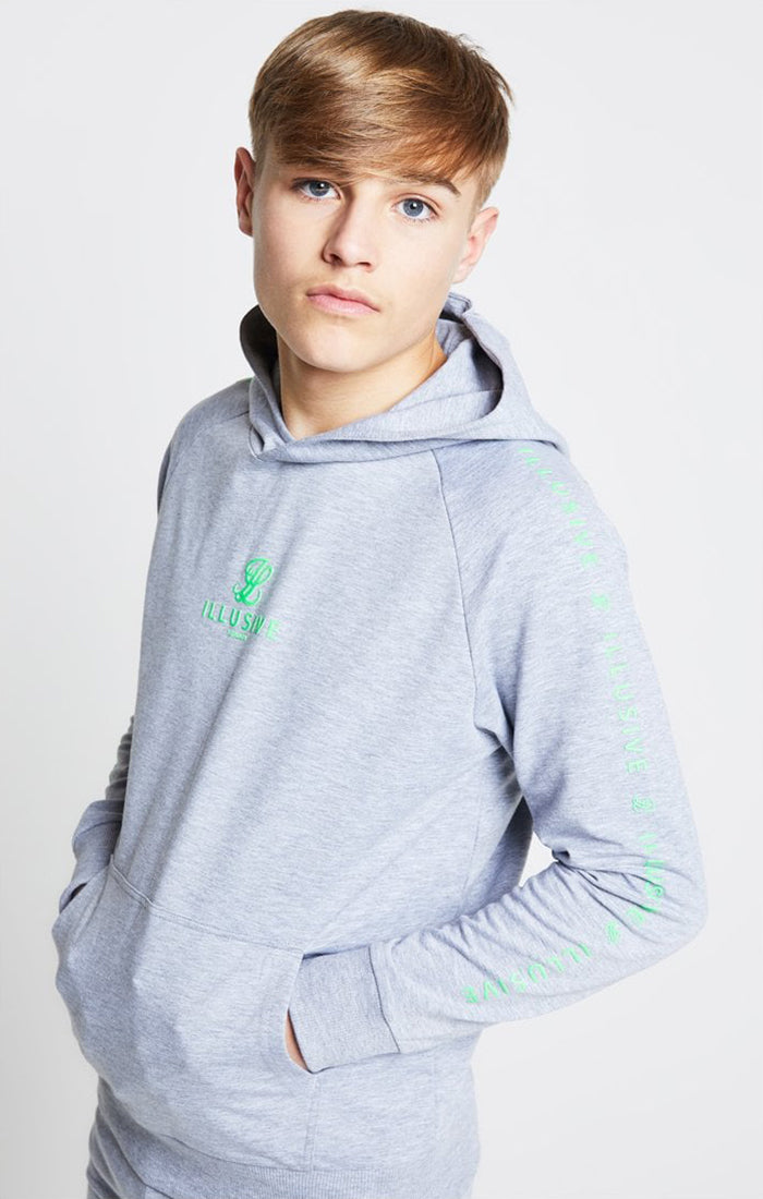 Load image into Gallery viewer, Illusive London Overhead Hoodie - Grey &amp; Neon Green