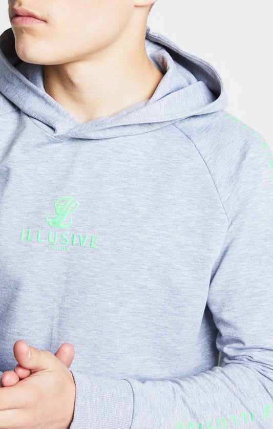 Illusive London Overhead Hoodie - Grey & Neon Green