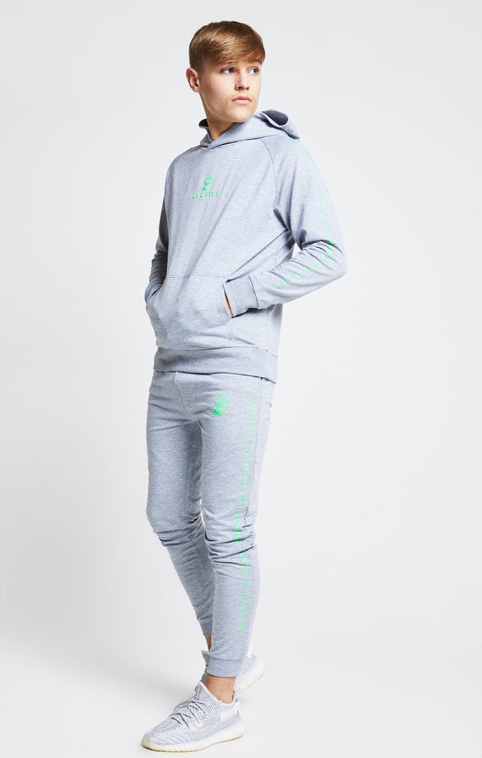 Load image into Gallery viewer, Illusive London Overhead Hoodie - Grey &amp; Neon Green (2)